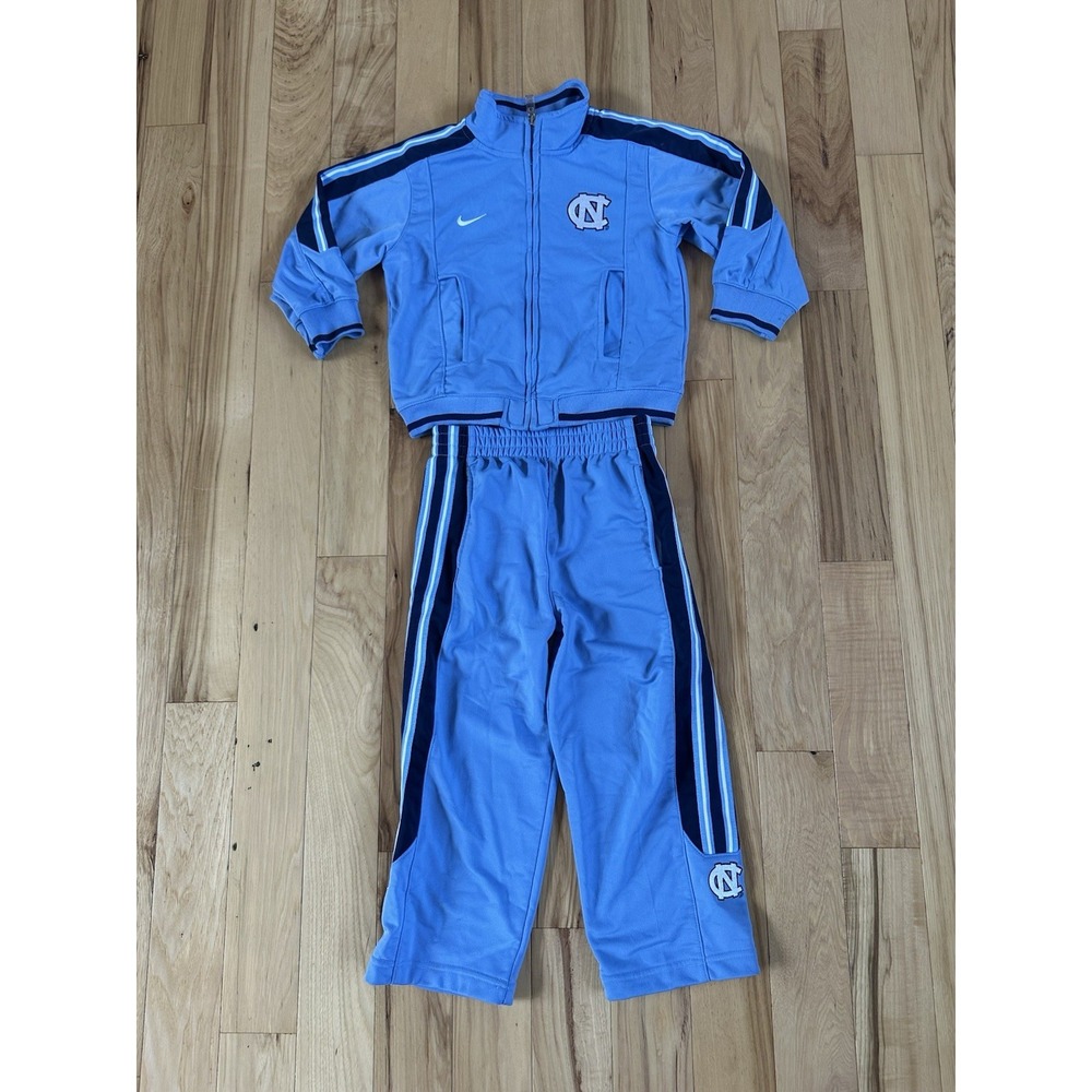 Nike Boys Track Suit Size 4 Full-Zip UNC Carolina Tarheels Basketball Blue